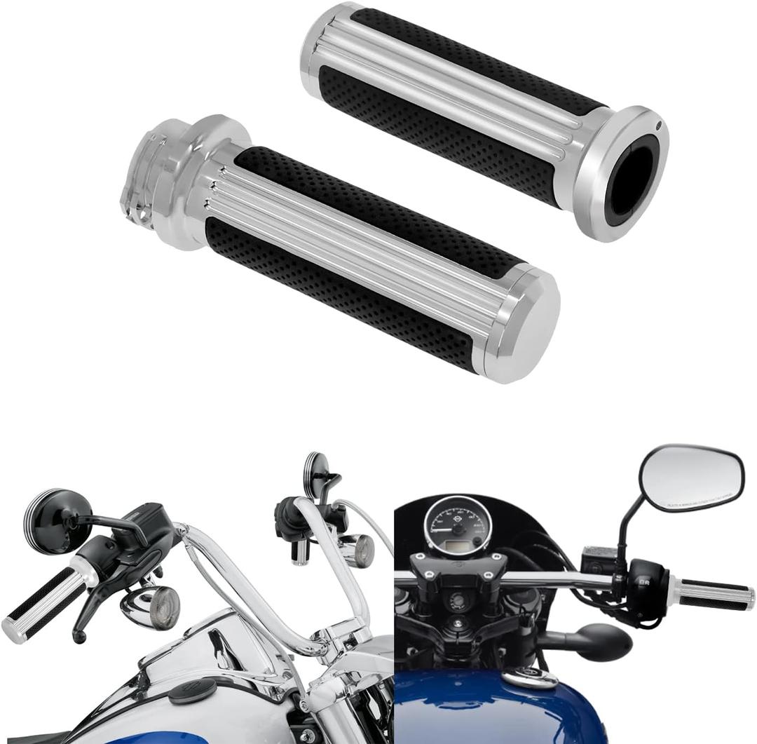 Motorcycle Handlebar Grips for 1" 25mm Handle Bars Universal Fit for Harley Touring Dyna Softail Sportster XL 883 1200 Chrome