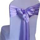 WELMATCH Lavender Satin Chair Sashes Ties 50 pcs Wedding Banquet Party Event Decoration Chair Bows (Lavender, 50, 6.5"x108")