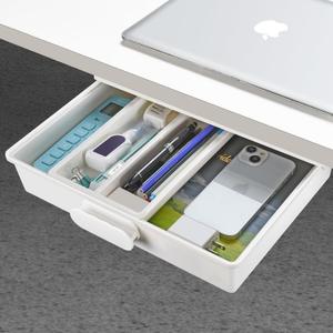 GGIANTGO Under Desk Drawer Organizer, Self-Adhesive Storage, Office & Home Stationery (Large-White)