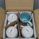Ceramic Coffee Mug Set of 4, 12 Oz Tea Cups, Dishwasher and Microwave Safe, Reactive Glaze, Blue