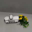 Sunflower Metal Truck with Artificial Flower Vintage Farm Pickup Farmhouse Tabletop Tiered Tray Decor, Rustic Farmhouse Decor for Table Top Decor Home Kitchen(White)