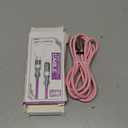 240W 4-in-1 USB Charging Cable, 6.6ft, LED Light Indicators, Fast Charge Compatible, USB-A/Type-C Connectors (Pink)