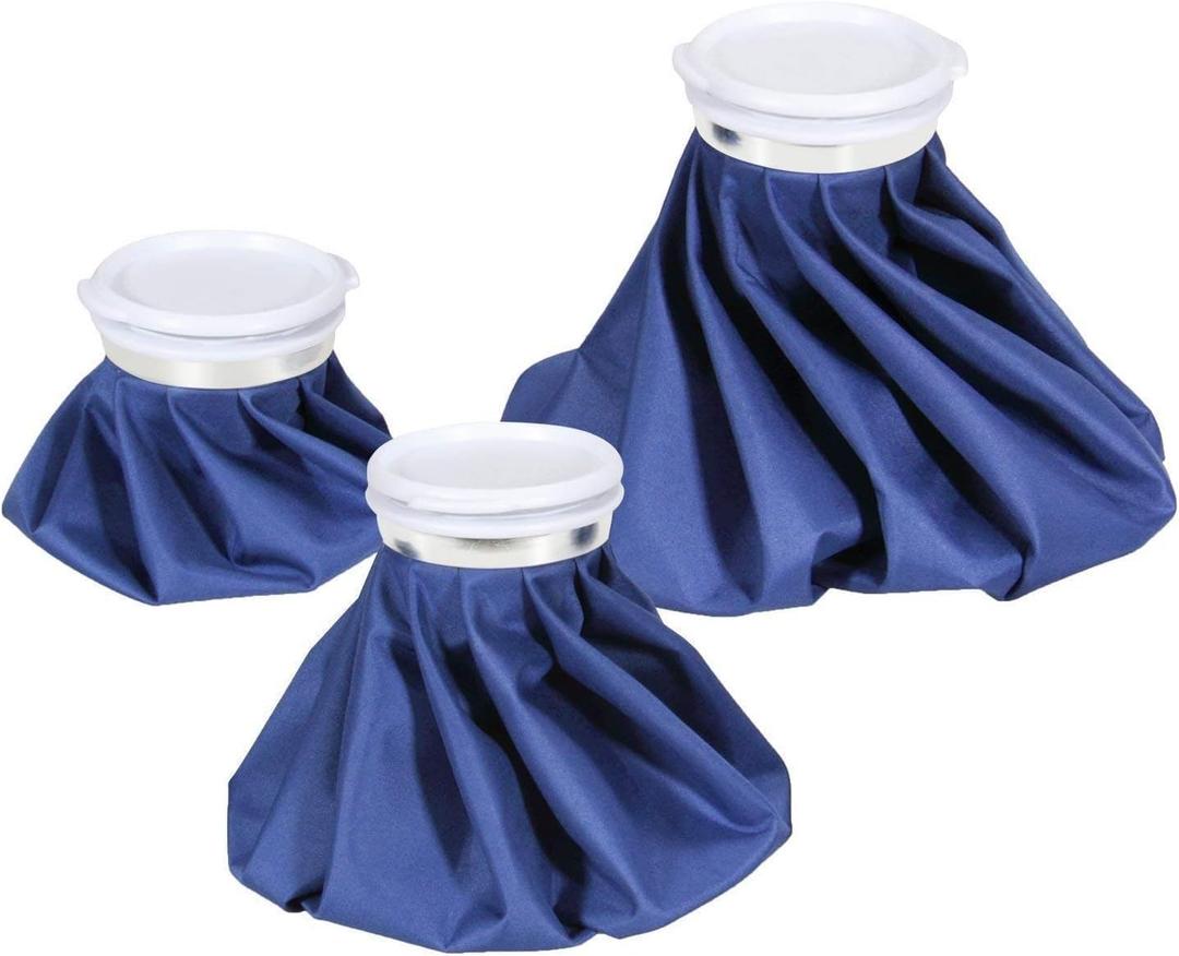 Ice Bags for Injuries Reusable: Ohuhu 3 Packs Ice Cold Packs Ice Bag Hot Water Hot & Cold Therapy Pain Relief for Knee Leg Injury No-Leak Breathable Waterproof Ice Bags 3 Sizes 6"/9"/11", Blue