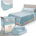 Twin Sheets Set - Luxury Hotel Bed Sheets - Soft Cooling Sheets with Elastic Corner Straps - Deep Pockets Microfiber Bedsheet - Bedding Sheets & Pillowcases -3 PC (Twin Size, Light Blue)