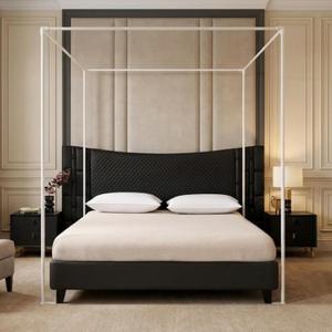 Beyeutao Bed Canopy Frame Queen Size Four Corners Post Canopy Bed Frame with Removable Fixing Bases 4 Poster Bed Frame White Mosquito Net Bracket Fit for Bedroom Decoration Upgrade, 150X200X200CM