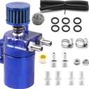 muge racing Universal Oil Catch Can Tank Kit Polish Baffled Reservoir with Breather Filter with 3/8" Fuel Line, Aluminum, Blue, 400ml