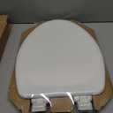 Mayfair Linden Slow Close Toilet Seat, Non Slip Heavy Duty Wood, Easy Install, Elongated, White