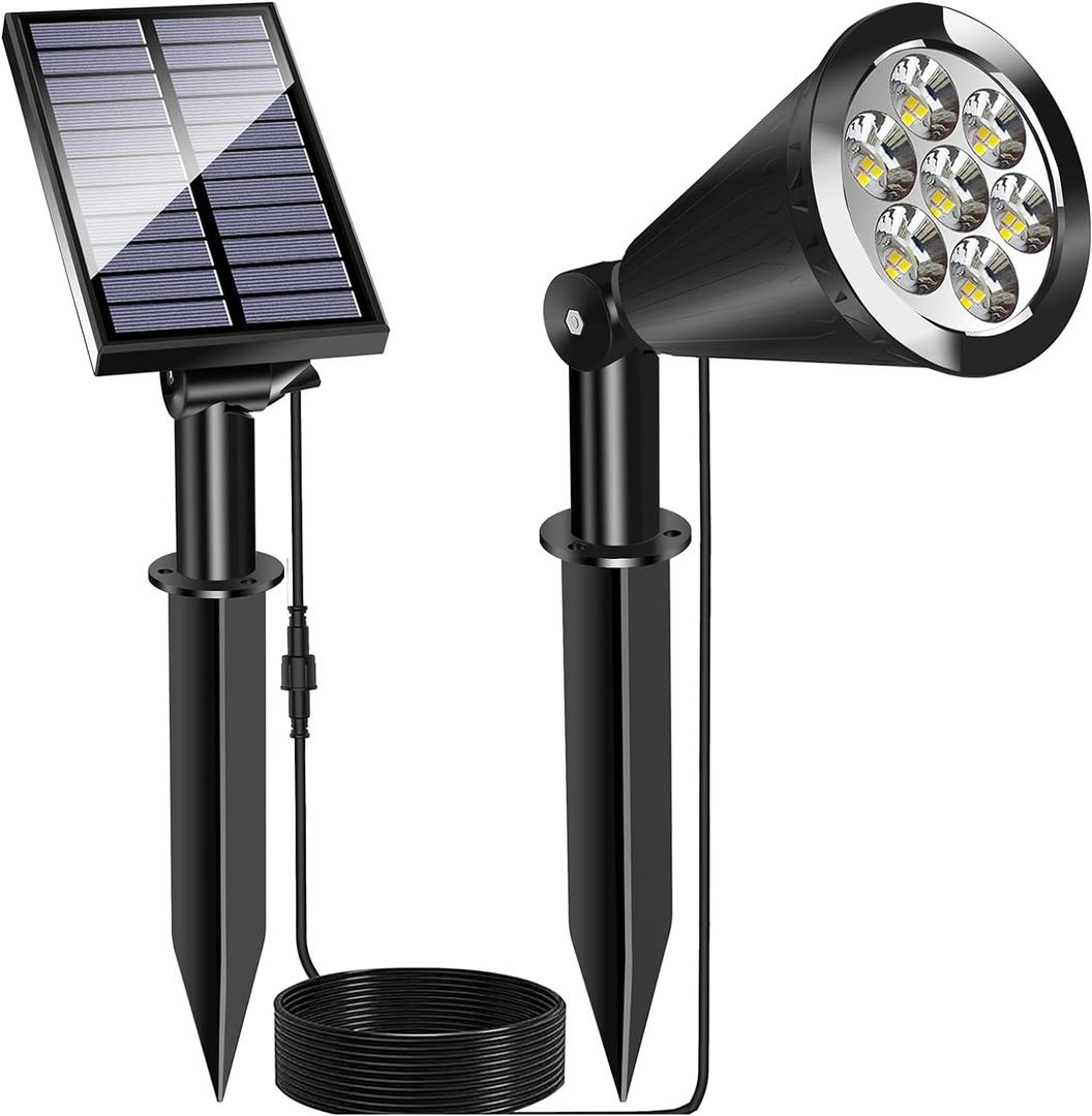 Solar Spot Light Outdoor, Waterproof Solar LED Landscape Lights Dusk to Dawn, 2-in-1 Solar Spotlight Solar Powered Accent Lights for Garden Porch Walkway Patio (1 Pack)