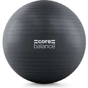 Core Balance Exercise Ball, Stability Ball for Yoga, Pilates and Fitness, Gym Ball for Home Gym and Office Chair, Training, Physical Therapy, Anti Burst, Pump Included, 55cm (Black)