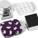 Portable Mini Tin Box 12-Well Empty Watercolor Palette Paint Mixing Tray is a Small Storage Travel Kit with Magnetic Clip and Oil Pot,Making it Perfect for Outdoor Sketching and DIY Painting.Cats