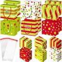 Cholemy 12 Set Red and Green Christmas Money Boxes for Cash Gift Pull, Christmas Surprise Money Holder Gift Box with 240 Pcs Transparent Bags for Xmas Party Game Favors(Cute) (multicolor)