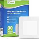 30 Count Bordered Gauze Island Dressing - 6" x 6" Sterile Individually Wrapped Gauze Pads Highly Absorbent, Non-Woven Backing -Breathable Wound Dressing for First Aid(4x4 Non-Stick Pad in Center)