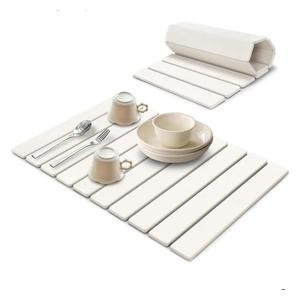 Large Stone Dish Drying Mats for Kitchen Counter, Eco  Friendly Diatomaceous Stone Mats, Non  Slip Collapsible Absorbable Stone Dish Drying Mat for Multi  Purpose, Match Any Countertop, 24"×16"