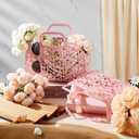 Silkfly 6 Pcs Jelly Pink Tote Bags for Girl Summer Beach Purse Women Shower Storage Basket Large Cute Plastic Handbags Bulk with Handle for Bathroom Pool Bath Toy Storage Wedding Bridesmaid Gifts, L
