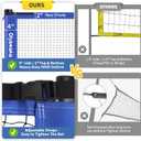 Portable Outdoor Badminton Net Set System for Backyard Lawn Beach, with Durable Net, 4 Carbon Aluminum Rackets, 3 Birdies and Carrying Bag, 20ft