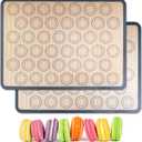 HOOMIL Macaron Silicone Baking Mats, Non-Stick, Reusable, Food Safe, Commercial Half Sheet Size Silicone Mat, Pack of 2, 18" x 13" (Brown+Gray)