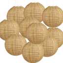 10 Pieces Burlap Paper Lanterns 8 Inch Chinese Round Paper Lanterns Hanging Burlap Print Paper Lanterns Farmhouse Classroom Lanterns Decor for Home Wedding Birthday Party Ceremonial Event (10 PCS)