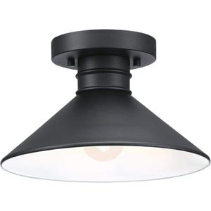 Westinghouse 6112900 Watts Creek 11 Inch Rustic/Arts & Crafts One-Light Outdoor Semi Flush Mount Ceiling Light, Dark Sky Friendly, Textured Black Finish