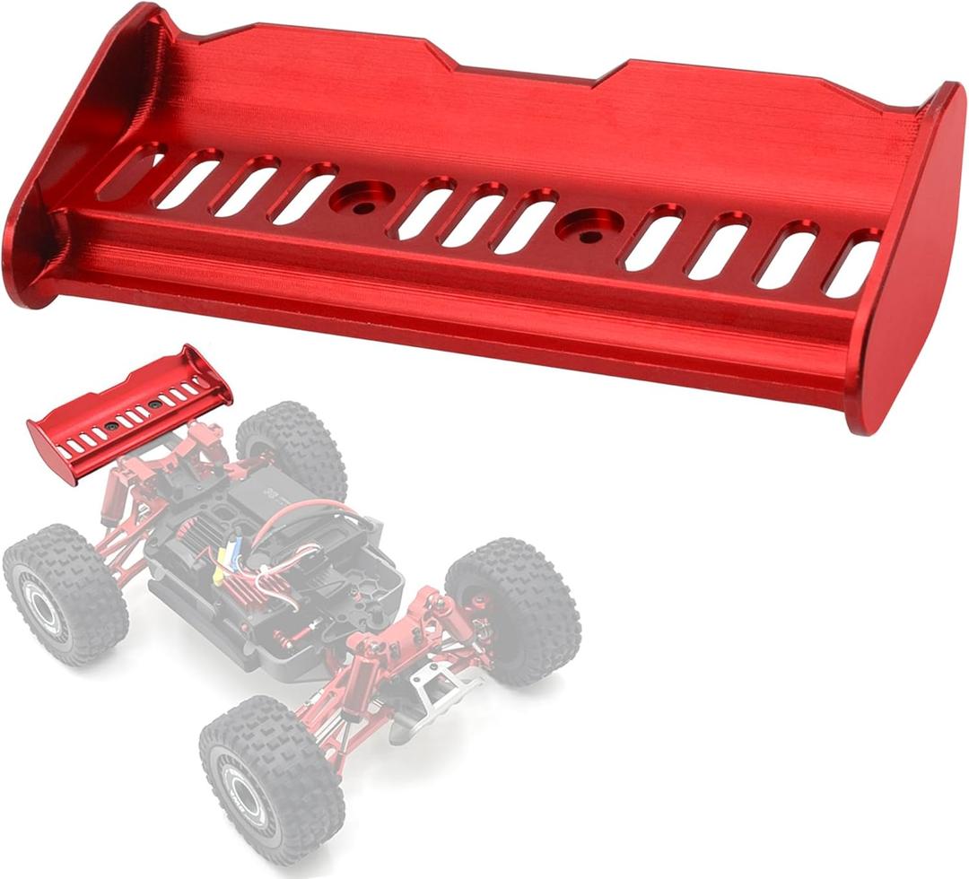 Metal Tail Wing Rear Spoiler Upgrade Parts Compatible with Hyper Go H14BM H16BM MJX 14209 14210 16207 16208 16209 16210 H16 M162 1/14 1/16 RC Car (Red)