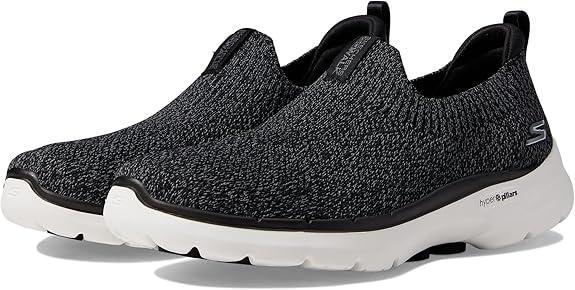 Skechers Women's Go Walk 6-Stunning View Sneaker, 6 Black/Grey