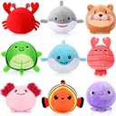 Harrycle 21 Pcs Mini Sealife Stuffed Animals 3.15 Inch Stuffed Shark Turtle Ocean Animal Soft Plushies for Birthday Ocean Party Decors Gift Bag Fillers Easter Basket Stuffers Classroom Prizes
