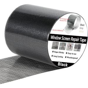 Wohohoho Window Screen Repair Tape, 4 in X 40 FT (480IN) Black Screen Patch Repair Kit, 3-Layer Strong Adhesive Invisible Screen Tape Mesh Repair for Windows, Doors Garage Mosquito Net Magnetic Screen