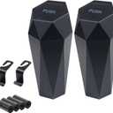 Car Trash Can, 2 Pack Car Trash Bin with Lid, Car Accessories for Women Interior, Car Garbage Can with Additional 2 ABS Hooks and 60pcs Trash Bags, Suitable for Home, Office, Car Organizer, Black