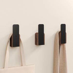 Wood Wall Hooks, Heavy Duty Coat Hooks Wall Mounted, 22lbs Load Bearing Solid Hooks for Hanging Coats, Bags, Towels, Hats, Decorative Wall Hooks for Bedroom, Bathroom, Entryway- Set of 3