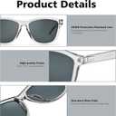 AZorb Polarized Sunglasses for Women Men, Trendy Classic Retro Square Designer Sunglasses with UV Protection (Black/Grey + Clear Grey/Grey + Clear/Blue)