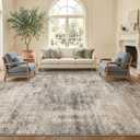 Washable Area Rug 8x10 for Living Room - Ultra-Soft Vintage Distressed Farmhouse Rug, Neutral Taupe Brown Foldable Large Carpet with Non-Slip Backing for Bedroom & Cozy Rustic Decor