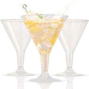 Liacere 24 Pack Silver Plastic Martini Glasses - 6.25oz Disposable Cocktail Glasses - Margarita Glasses - Plastic Cocktail Perfect for Wedding & Birthday & Summer Party