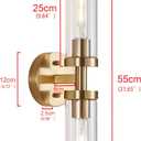 AT-VALY Brushed Brass Wall Sconces Set of 2, Modern Clear Glass Wall Sconces, 2-Light Gold Vanity Lights for Bathroom, Mid Century Modern Hardwired Wall Light Fixtures for Bedroom Living Room Hallway