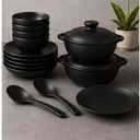 Dinner set for home kitchen, Gift item 31 Pieces Dinning Set For Tableware All Black Dinner Set for Kitchen Crockry Set (Black)