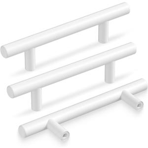 Goldenwarm 10 Pack White Cabinet Pulls - 3 Inch Handles for Kitchen, Bathroom, Cupboard - Modern Stainless Steel Drawer Pulls for Dresser (Hole Centers: 3in)