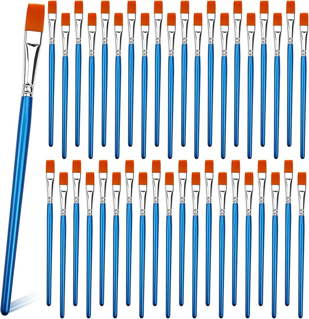 1/2 inch Flat Paint Brushes for Acrylic Painting,40-Pack Small Paint Brushes Bulk with Wooden Handle for Acrylic, Watercolor, Oil, Crafts, Face Body Art