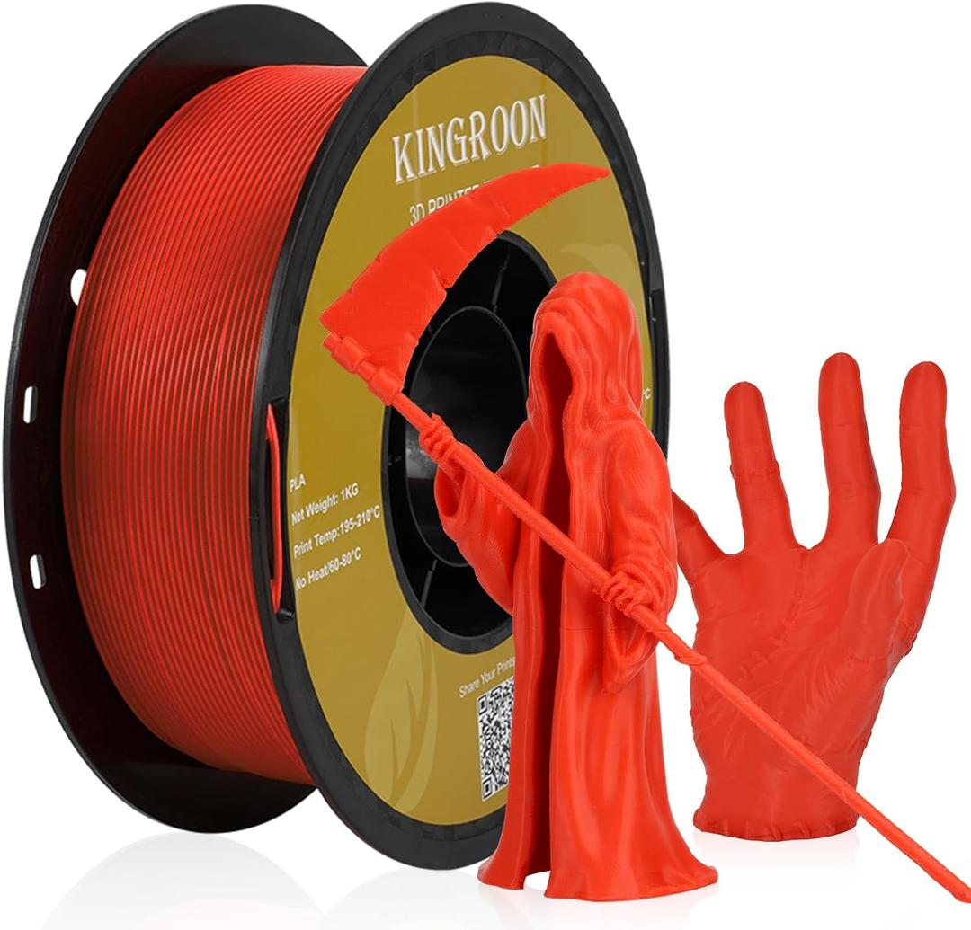 Kingroon PLA 3D Printer Filament,8 Rolls, 10kg Spool(22lbs),Single and Triple Color1.75 mm,4 Triple Color Silk PLA+6 PLA (4 Clear, 1 Blue, 1 White, 1 Green, 1 Red)