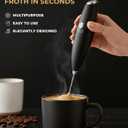 Bean Envy Milk Frother, Coffee Stirrers, Frother Wand, Milk Frother Handheld, Frother with stand, Hand Blender for Coffee, Lattes, Cappuccino, Matcha and Hot Chocolate Kitchen Gifts - Black