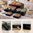 Leinuosen 5 Pcs Extra Large Buffet Risers Set 16 x 8.5 x 5 Inch Rectangle Acrylic Display Box Catering Dessert Table Riser Food Display Decorative Stand with Hollow Bottom for Catering(Black)