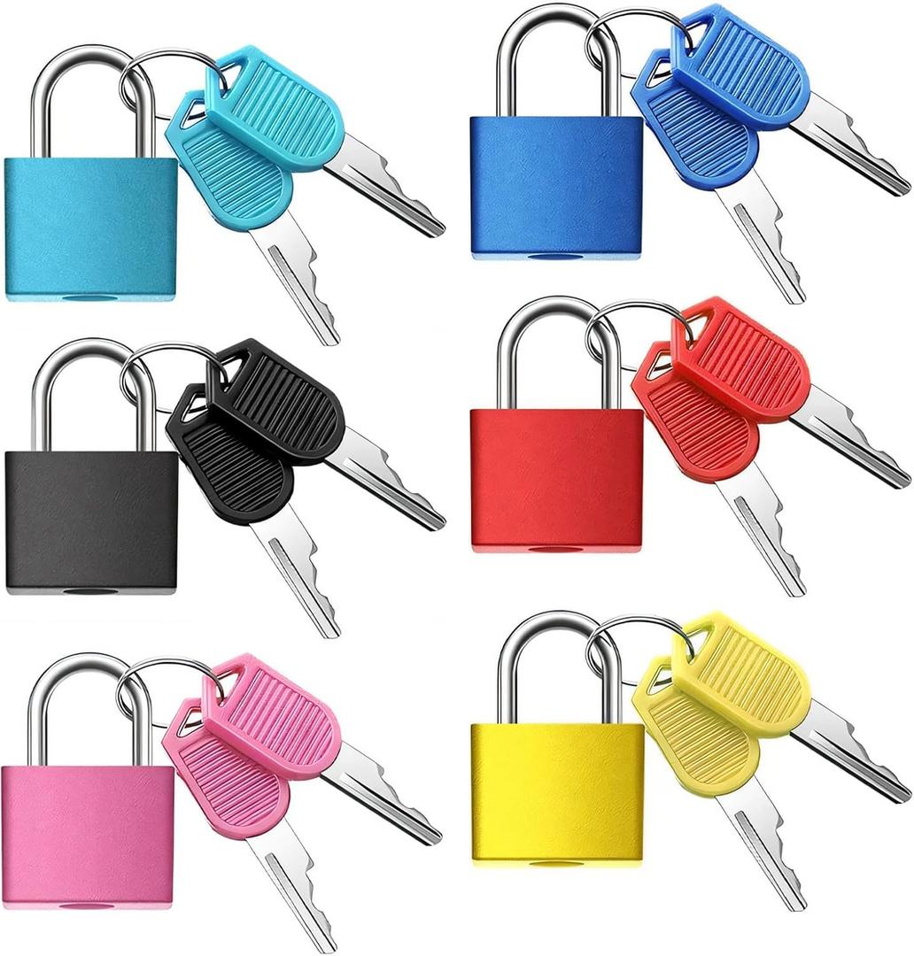 6Pcs Luggage Locks Small Suitcase Locks with Keys Plastic-Covered Mini Padlock for Suitcase Backpack Box Bag