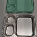 Stainless Steel Lunch Box: Metal Bento Box for Kids Adults - Leak-Proof 3 Compartments,Green