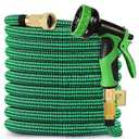 100 ft  Expandable Garden Hose, 2025 New Ultra Lightweight Kink Free Flexible Water Hose 75ft, 10 Pattern Spray Nozzle, Leak-Proof Solid Brass Fittings, High-Density Outer Fabric & Durable Inner Core