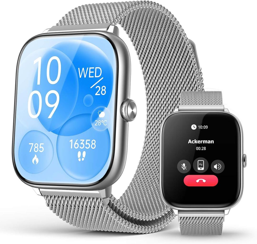 2.06" AMOLED Smart Watch with Blood Pressure, 118 Sports Modes, Fitness Activity Tracker for Men Women, Heart Rate Sleep SpO2 and Stress Monitor, IP68 Waterproof, Ideal Gift, Android iPhone Compatible