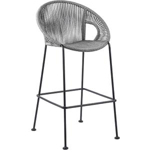Armen Living Acapulco Modern Indoor Outdoor Patio Steel Metal Counter Chair Bar Stool with Gray Rope, 30" Seat Height