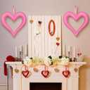 Syhood 2 Pcs 10'' Large Valentine's Day Heart Tree Ornaments 3D Heart Valentine Ornaments Glitter Tree Decor Wreath for Front Door Wall Mantel Party Decor (Pink)