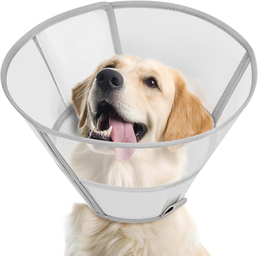 Soft Dog Cone Collar to Stop Licking, Comfortable Cones for Dogs After Surgery, Adjustabl Dog Recovery Collar for Large Medium Small Dogs (XL, Grey)