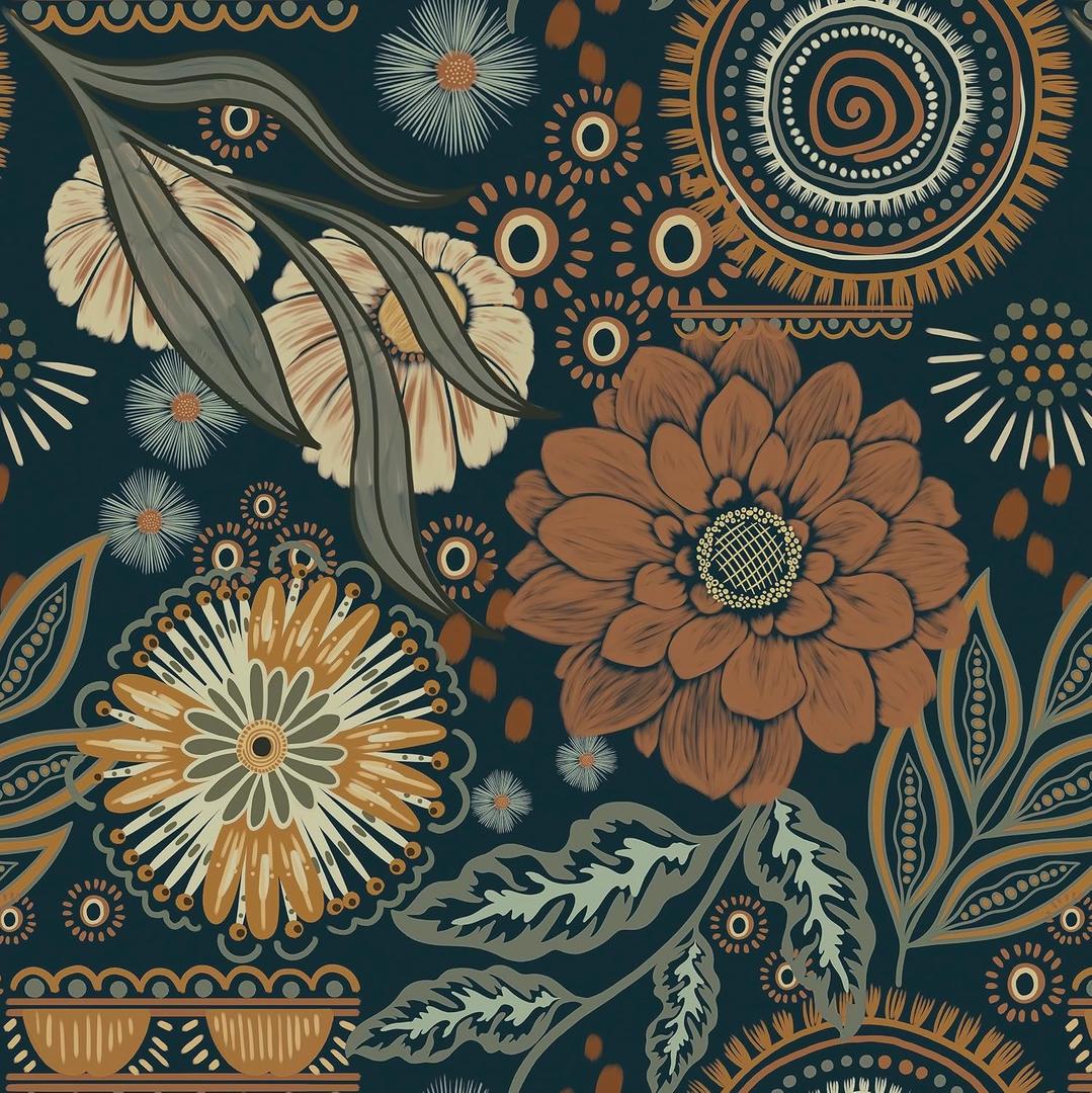 Yasinet Peel and Stick Wallpaper Boho Wallpaper Dark Blue Contact Paper Vintage Waterproof Removable Self-Adhesive Wall Paper for Bathroom/Bedroom/Shelves/Cabinet Vinyl 17.3 196.8