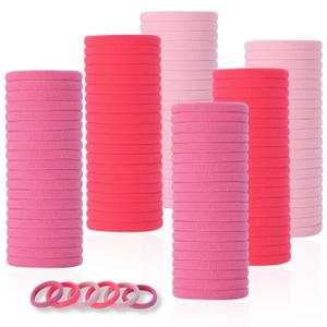 LuSeren 120 Pcs Pink Hair Ties for Women, No Damage Soft Seamless Nylon Hair Elastics for Thick Hair, Ponytail Holders, 3 Gradient Pink Hair Accessories