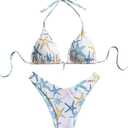 SHENHE Women's 2 Piece Swimsuits Starfish Decor Halter Triangle High Cut Bikini Set (M)