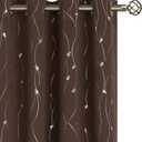 BGment Blackout Curtains 45 Inches Long, Grommet Thermal Insulated Blackout Curtains with Wave Line and Dots Printed for Bedroom, 2 Panels, Each 42 x 45 Inch, Brown