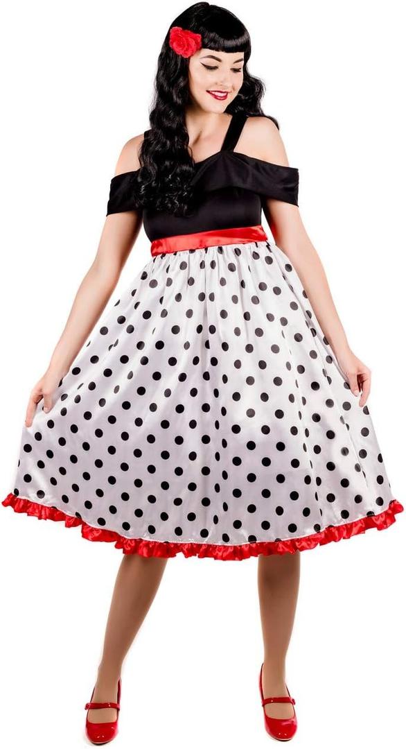 fun shack Rockabilly Dress 50s Vintage Retro Halloween Costumes for Women (Medium)